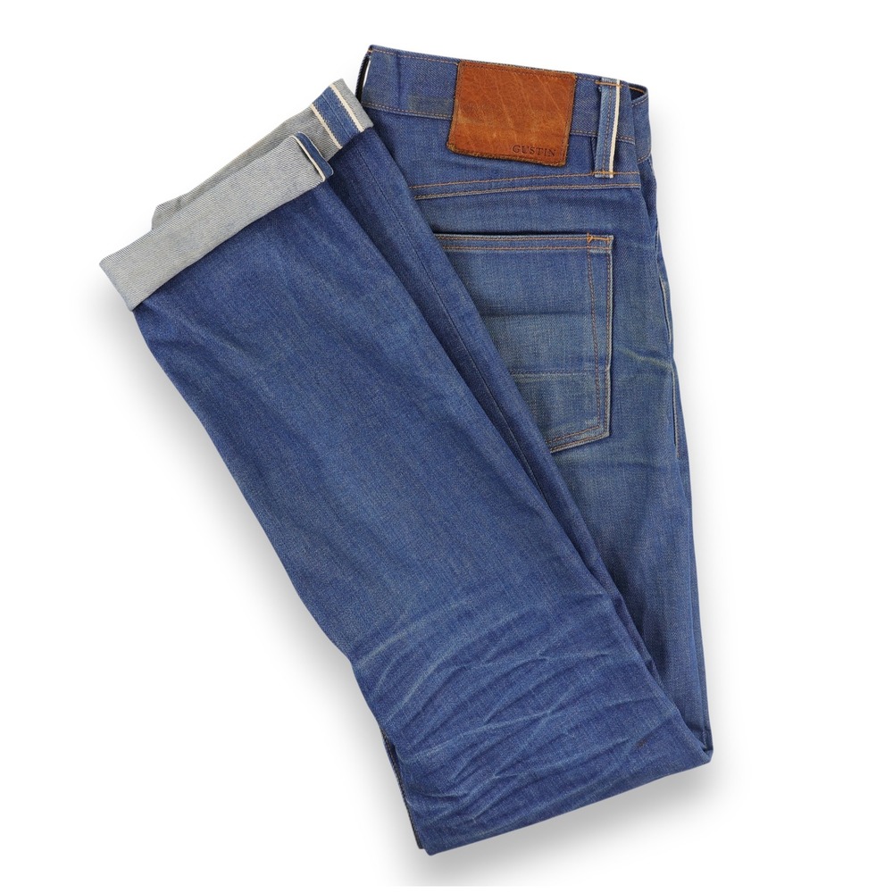 Gustin Slim #290 Cone Mills Selvedge Jeans 32x35 Natural Indigo Button Fly USA